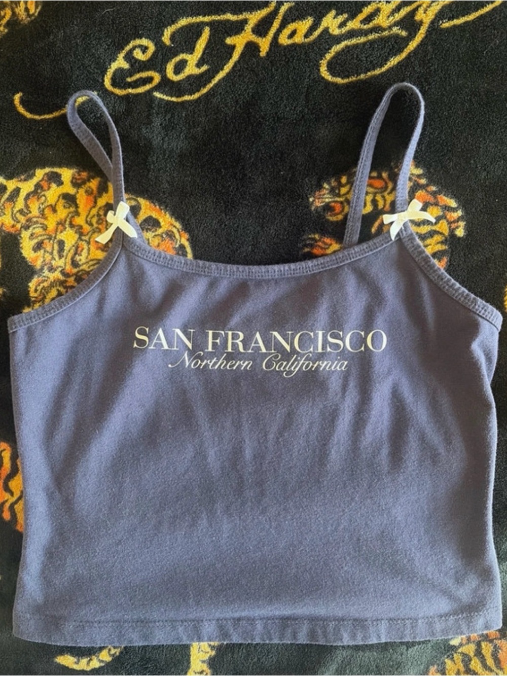 Wild Fable San Francisco Bow Tank Top | Blue Graphic Cami | Y2K